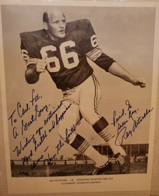 Ray Nitschke Hof Signed Autographed 8x10