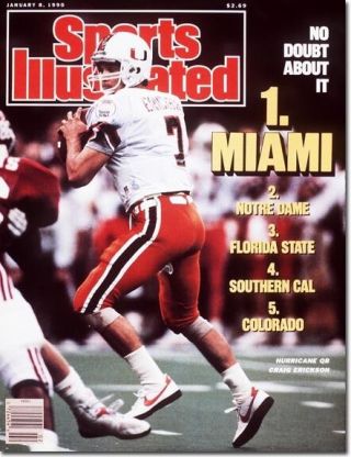 January 8,  1990 Craig Erickson Miami Hurricanes Sports Illustrated B