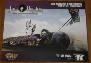 2015 J.  R.  Todd Signed Jimi Hendrix Foundation Top Fuel Nhra Postcard