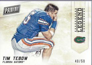 2015 Panini Black Friday College Legends Thick Stock 1 Tim Tebow /50 - Nm - Mt