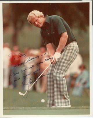 Golf Pro Jack Nicklaus,  Autograph 8x10 " Photo,  Signed Inscription
