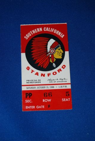 1966 Usc Trojans Vs.  Stanford - October 15,  1966 - Football Ticket Stub