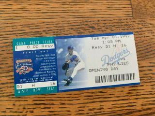 1997 Dodgers Opening Day Ticket Stub - V Philadelphia Phillies