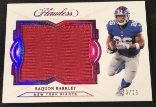 Saquon Barkley 2018 Flawless Football Rookie Patch 3/15 York Giants Rp - Sb