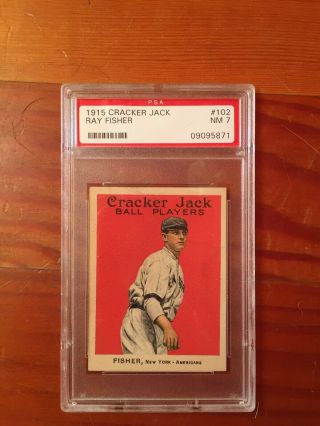 1915 Cracker Jack Ray Fisher Nm Psa 7 102 Yankees