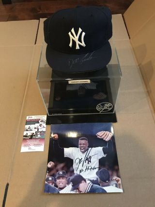 Dwight Doc Gooden Signed Autographed Hat Cap Jsa W/ Display Case,  Photo