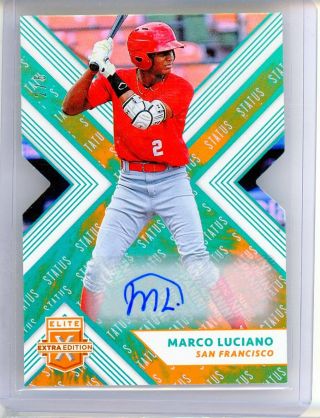 Marco Luciano 2018 Elite Extra Tie - Dye Status Die - Cut Auto 2/5 Jersey Number 1/1