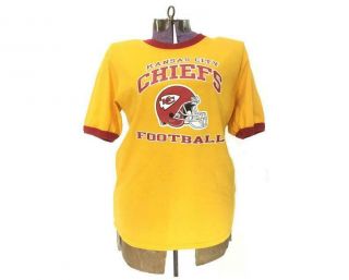 Size Extra Large Vintage Kansas City Chiefs T Shirt Ringer Tee Yellow Xl