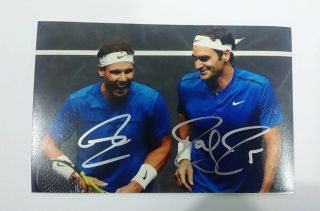 Roger Federer And Rafael Nadal Tennis Hand Signed Authentic Autographed Photo