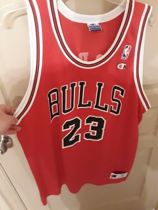 Men’s Vintage Champion Michael Jordan Chicago Bulls Basketball Jersey Sz 48 Red