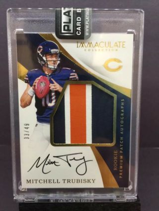 2017 Immaculate Mitchell Trubisky Premium Rookie Patch Autograph 33/49 Auto Rpa