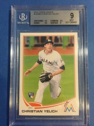 2013 Topps Update Christian Yelich Rc Bgs 9 Rookie Us290