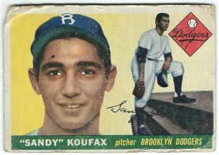 1955 Topps 123 Sandy Koufax Brooklyn Dodgers Hof Rookie Card Low Grade