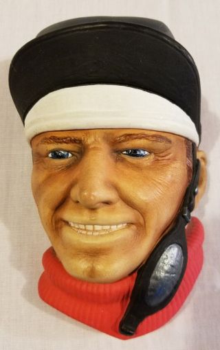Rare Horse Racing Jockey Ceramic Sculpted Face 1980s Vintage Kentucky Derby Art