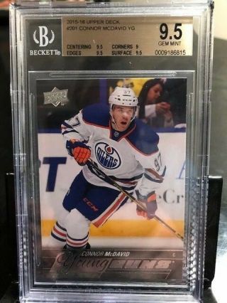 Connor Mcdavid 2015 - 16 Upper Deck Young Guns Rookie Rc 201 - Bgs 9.  5