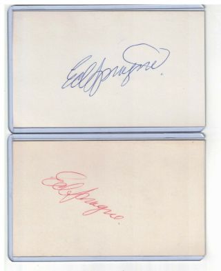 (2) Ed Sprague Sr Index Card Signed 1968 - 76 A 