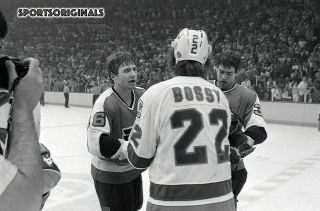 35mm B&w Negative - Mike Bossy - Islanders & Clarke - Flyers - 1980