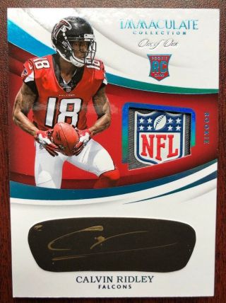 1/1 2018 Panini Immaculate Calvin Ridley Rc 1/1 Nfl Logo Shield Patch Auto