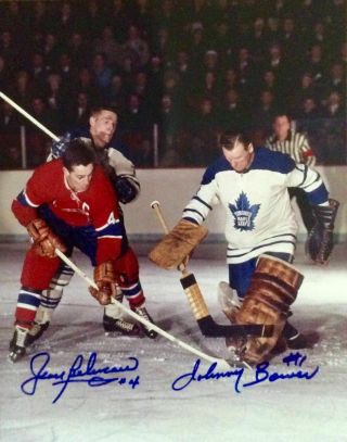 Jean Beliveau /johnny Bower Hof Autographed Signed 8x10 Photo Canadiens Reprint
