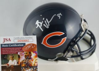 Brian Urlacher 54 Signed Chicago Bears Mini Helmet,  Jsa Dd68082