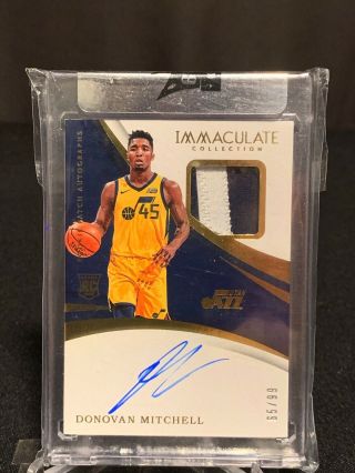 2017 - 18 Immaculate Donovan Mitchell Rpa Rookie Patch Auto Sp 55/99 Utah Jazz
