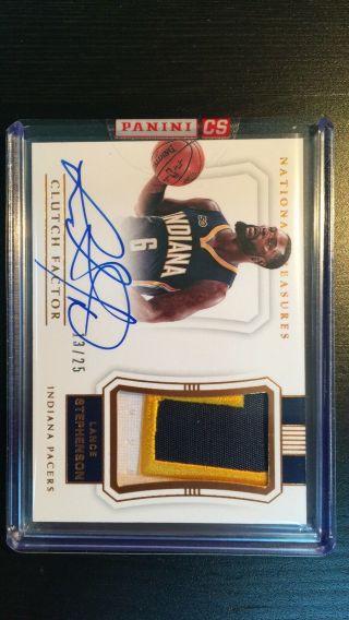 Lance Stephenson 2017 - 18 National Treasures Clutch Factor Patch Auto /25 Lakers