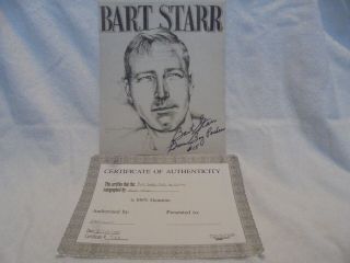 Charcoal Etched By Marianne Miller Autographed By Bart Starr