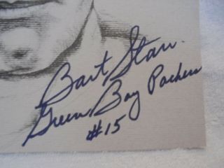 Charcoal Etched by Marianne Miller Autographed by Bart Starr 3