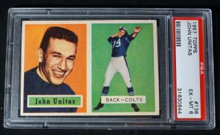 John Johnny Unitas 1957 Topps Rookie Card Rc 138 - Psa Graded 6 - Ex - Mt - Colts