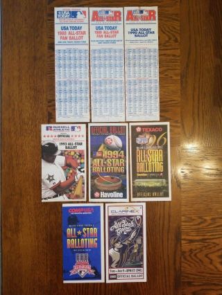 (8) Different 1988 - 90,  93,  94,  96,  97,  02 Major League Baseball All Star Game Ballots