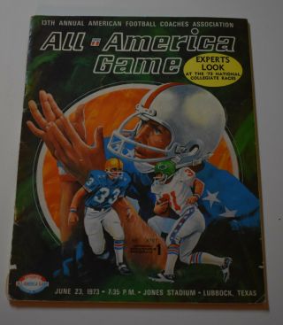 1973 All American Game Football Program Lubbock Tx (signed)