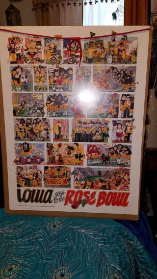 Iowa Hawkeyes 1986 Vintage Iowa Goes To The Rose Bowl Football Poster