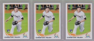 [3 Lot] 2013 Topps Update Christian Yelich Rc Rookie Us290