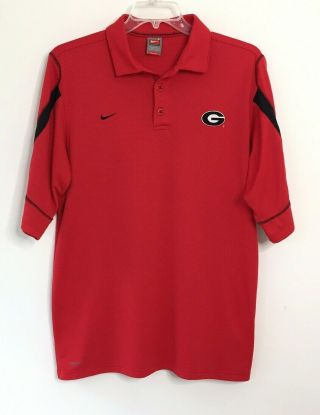 Nike Team Dry Fit Mens Georgia Bulldogs Dawgs Polo Golf Shirt Red Size L Large
