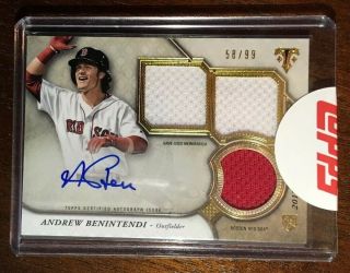 2017 Topps Triple Threads Andrew Benintendi Rookie Patch Auto Red Sox