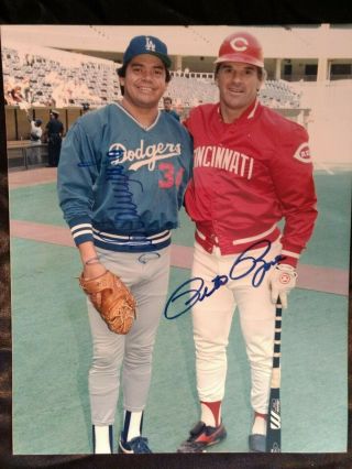 La Dodgers Fernando Valenzuela & Cincinnati Reds Pete Rose Autographed Photo (bb