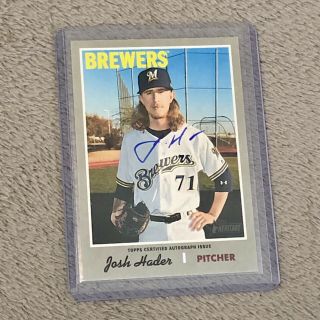 On Card Real One Auto Josh Hader Brewers 2019 Heritage High Number Roa - Jh