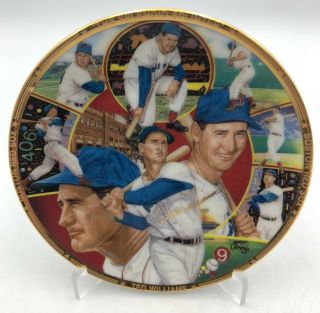 1990 Ted Williams Sports Impressions Porcelain Mini Plate 4 " & Stand