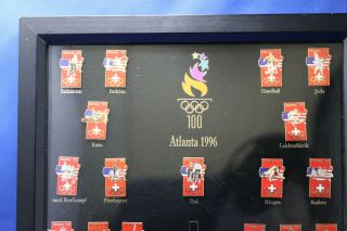 ATLANTA 1996 Swiss Olympic Team 17 Pins,  LIMITED 016/150 with Wood Frame 3