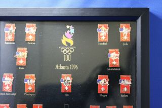 ATLANTA 1996 Swiss Olympic Team 17 Pins,  LIMITED 016/150 with Wood Frame 4
