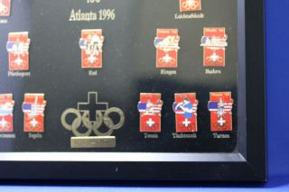 ATLANTA 1996 Swiss Olympic Team 17 Pins,  LIMITED 016/150 with Wood Frame 5