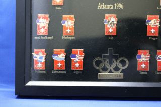 ATLANTA 1996 Swiss Olympic Team 17 Pins,  LIMITED 016/150 with Wood Frame 6
