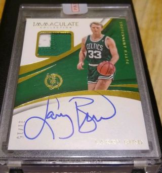 2016 Immaculate Larry Bird Auto Patch Prime Patch /15 Ssp Gold Autograph Card