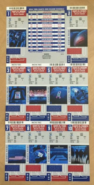 2018 Nfl York Giants Full Football Tickets Sheet - Saquon Barkley