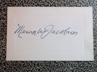 Merwin Jacobson (1894 - 1978) Autograph 3x5 Card Mlb Baseball 1915 - 27 Robins Giant