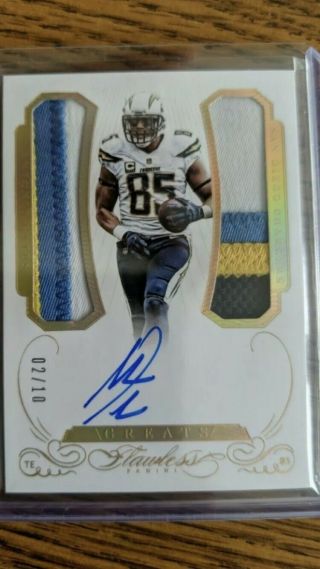 2015 Panini Flawless Antonio Gates Dual Patch Auto Ed/10 3 And 4 Color Patches