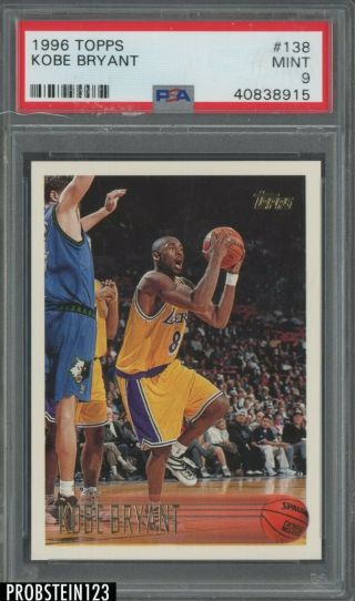 1996 - 97 Topps 138 Kobe Bryant Los Angeles Lakers Rc Rookie Psa 9