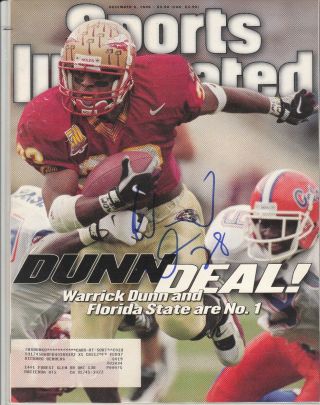 Warrick Dunn Signed Si Sports Illustrated Buccaneers Falcons Seminoles 12 - 9 - 1996