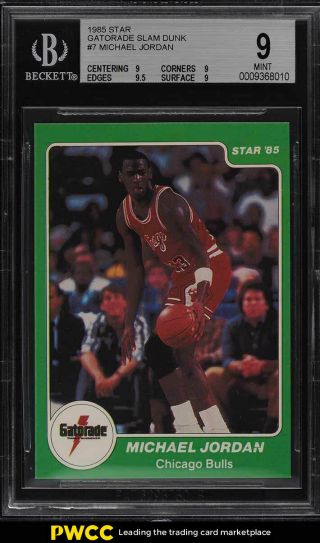 1985 Star Gatorade Slam Dunk Michael Jordan Rookie Rc 7 Bgs 9 (pwcc)