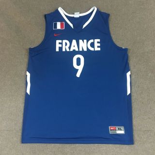 Nike Tony Parker Team France Basketball Jersey 9 Navy Blue Adult Xl Sewn